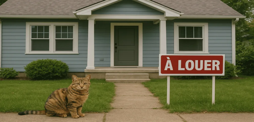 Chat devant une maison en location