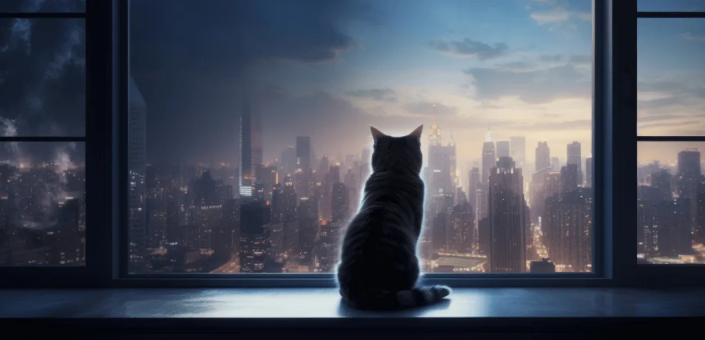 chat seul devant une fenetre