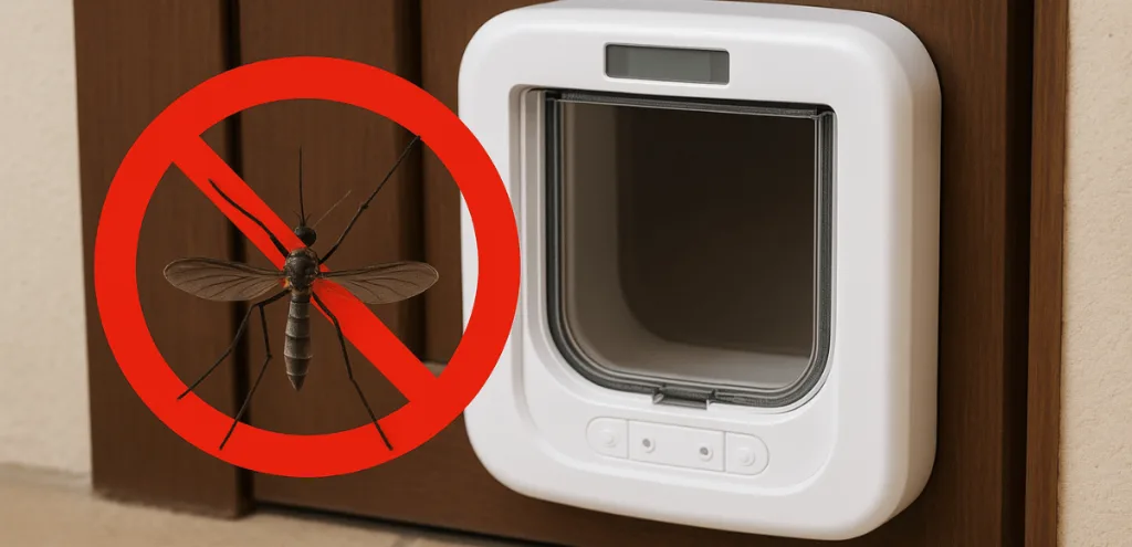 moustique devant une chatière électronique